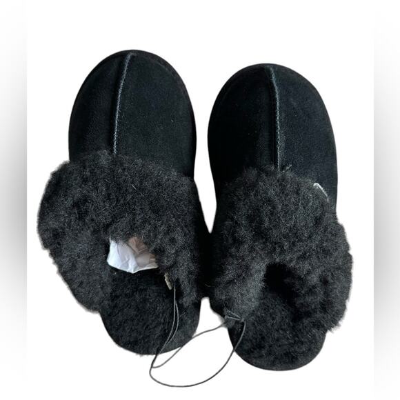 NWOB Pawz by Bearpaw MacKenzie Suede scuff slipper black size womens 6 fur lined - Picture 3 of 7